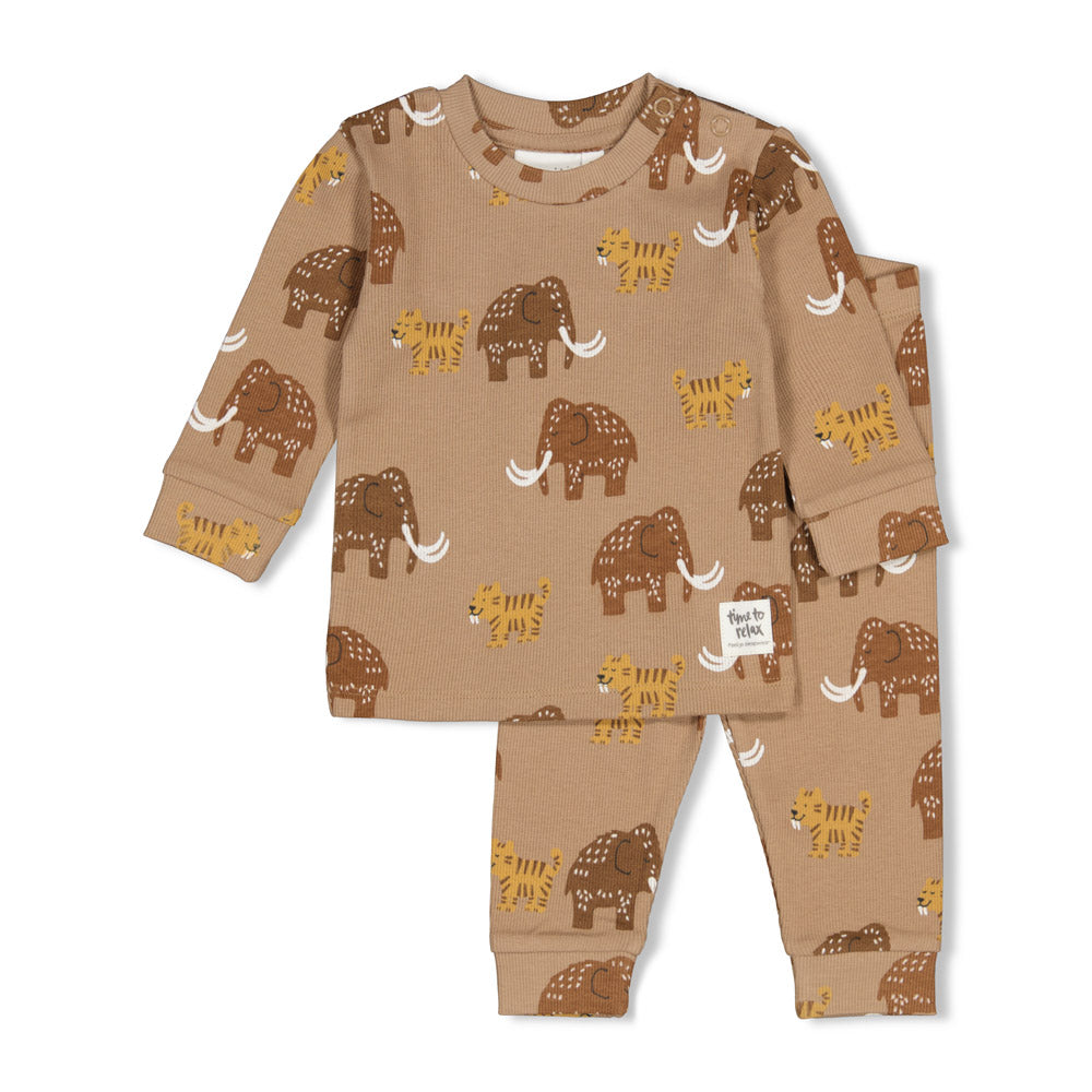 Feetje Premium Pyjama Milo Mammoth - Mammoet (Bruin) | Maat 56 t/m 152